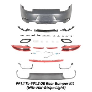 Porsche 911 Carrera 2012-2016 (991.1) to 991.2 OE Style Rear Bumper Body Kit with Center Light - Free Shipping - ToSaver.com