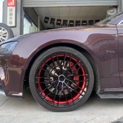 Forged Wheels for Audi A3 to A8 - 18 to 21 inch - Gloss Black Coating and Black with Red Lip - Enhance Your Ride