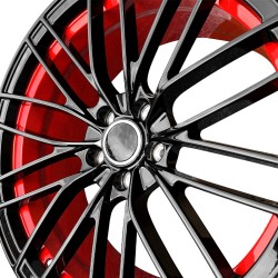 Forged Wheels for Audi A3 to A8 - 18 to 21 inch - Gloss Black Coating and Black with Red Lip - Enhance Your Ride