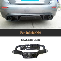 Car Carbon Fiber Rear Bumper Diffuser Spoiler For Infiniti Q50 Q50S Sedan 4D Standard Sport 2014-2017