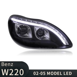 Upgrade to Full LED DRL Sequential Turn Signal Headlights for Mercedes S-Class W220 | 2002-2005 | Pair