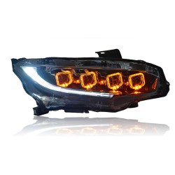Upgrade to Bugatti-Style LED Headlights for 2016-2020 Honda Civic | Plug-and-Play | Pair
