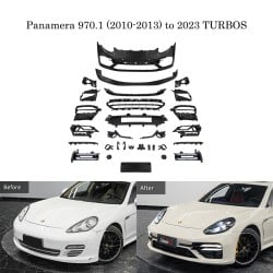 Porsche Panamera 2010-2013 to 2021 Turbo Front Bumper Kit - Upgrade with 2021 Bumper and PDLS Matrix Headlights