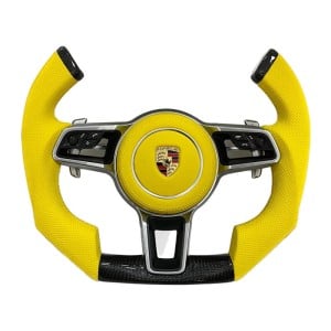 Custom Carbon Fiber Racing Steering Wheel for Porsche 718, 911, Panamera, Cayenne, Macan, Taycan - Elevate Your Drive
