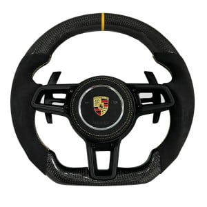 Custom Carbon Fiber & Alcantara Steering Wheel for Porsche 718, 911, Panamera, Cayenne, Macan, Taycan